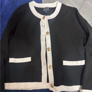 Black and White Button-Up Blazer